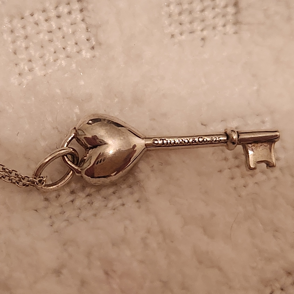 Tiffany & Co. Silver Heart Key Pendant Necklace